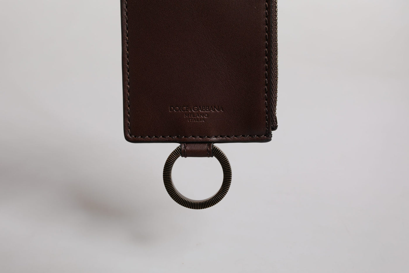 Dolce & Gabbana Braunes Kalbsleder Lanyard Logo Kartenhalter Brieftasche