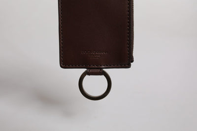 Dolce & Gabbana Braunes Kalbsleder Lanyard Logo Kartenhalter Brieftasche