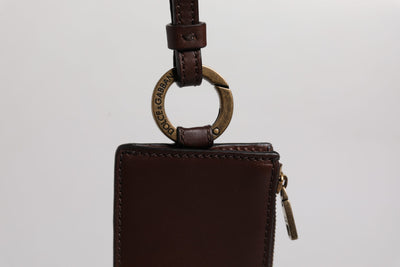Dolce & Gabbana Braunes Kalbsleder Lanyard Logo Kartenhalter Brieftasche