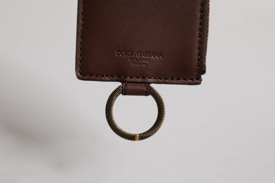 Dolce & Gabbana Braunes Kalbsleder Lanyard Logo Kartenhalter Brieftasche