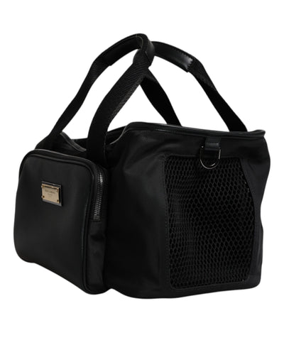 Dolce & Gabbana Schwarzer Schultergurt Pet Carry Logo Plaque Tasche