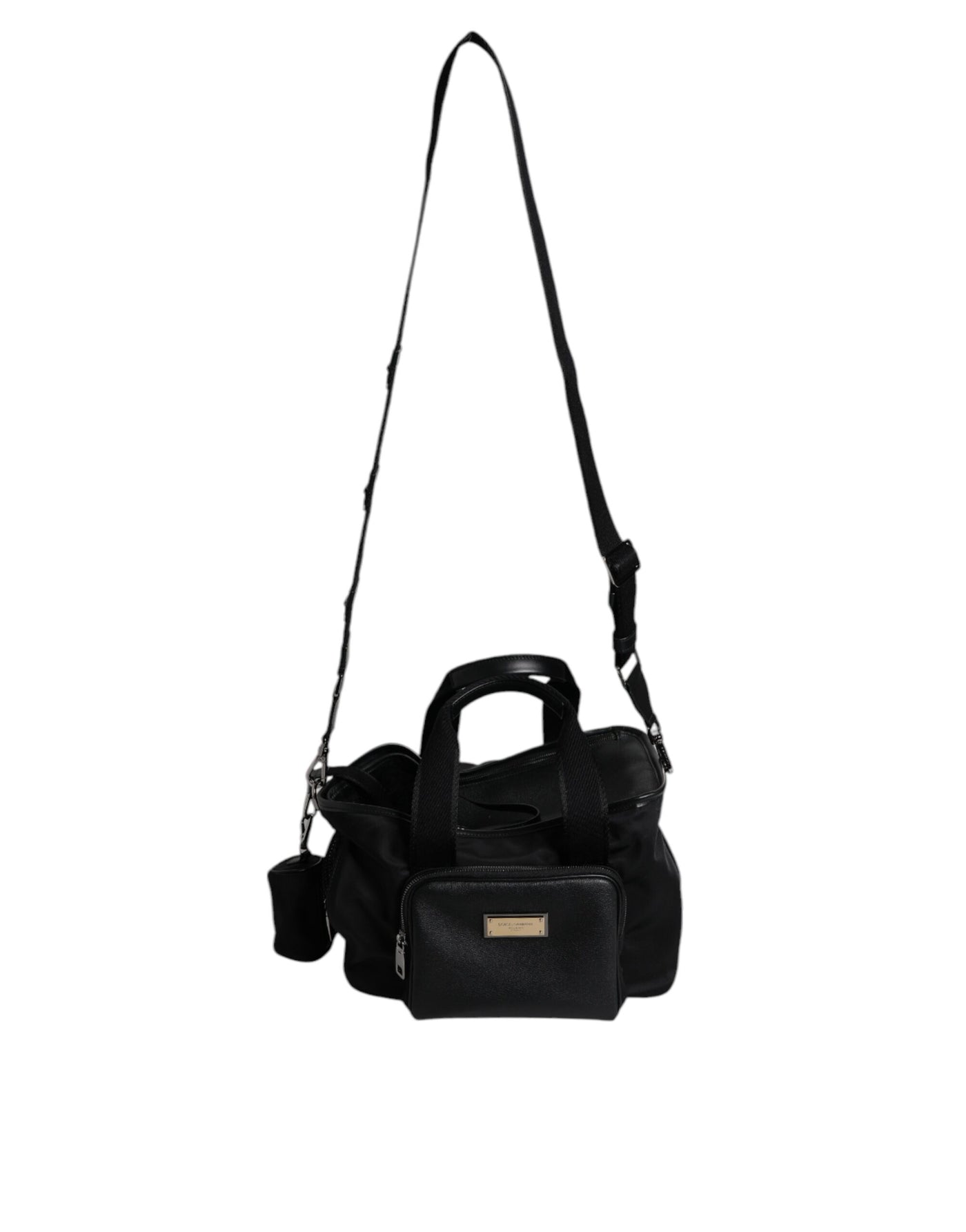 Dolce & Gabbana Schwarzer Schultergurt Pet Carry Logo Plaque Tasche