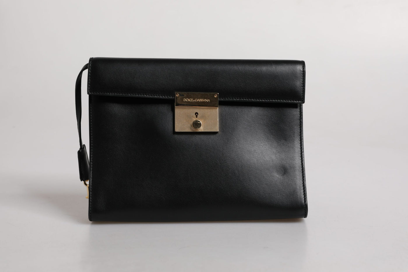 Dolce & Gabbana Schwarze Leder Logo-Plakette Dokumententasche Tasche