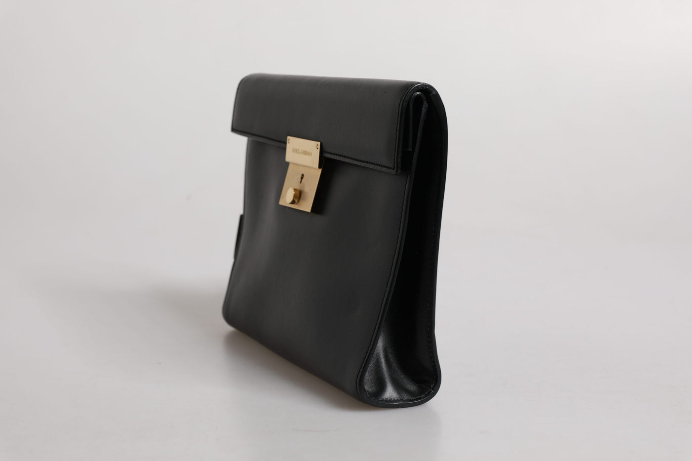 Dolce & Gabbana Schwarze Leder Logo-Plakette Dokumententasche Tasche