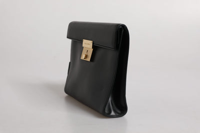Dolce & Gabbana Schwarze Leder Logo-Plakette Dokumententasche Tasche
