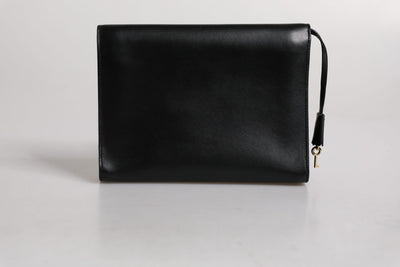 Dolce & Gabbana Schwarze Leder Logo-Plakette Dokumententasche Tasche
