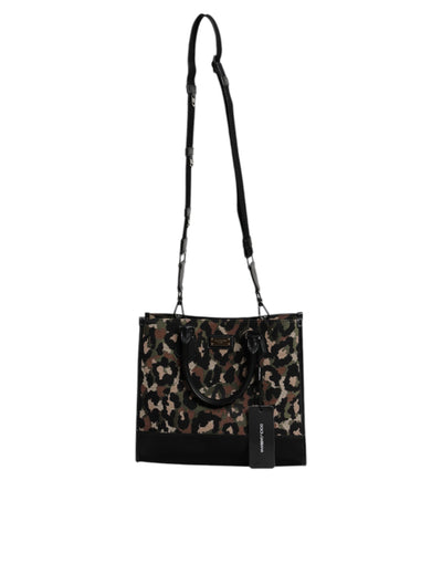 Dolce & Gabbana Multicolor Leopard Einkaufstasche Umhängetasche