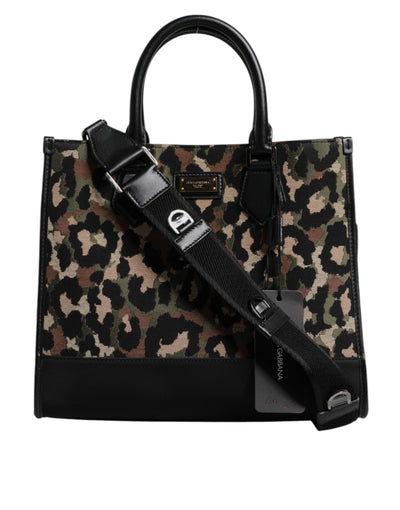 Dolce & Gabbana Multicolor Leopard Einkaufstasche Umhängetasche