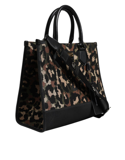Dolce & Gabbana Multicolor Leopard Einkaufstasche Umhängetasche