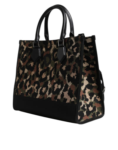Dolce & Gabbana Multicolor Leopard Einkaufstasche Umhängetasche