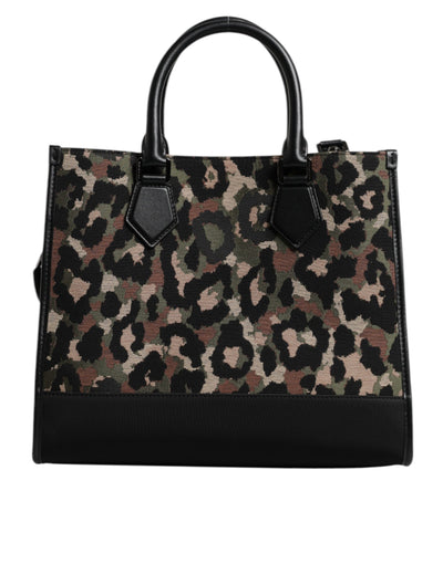 Dolce & Gabbana Multicolor Leopard Einkaufstasche Umhängetasche
