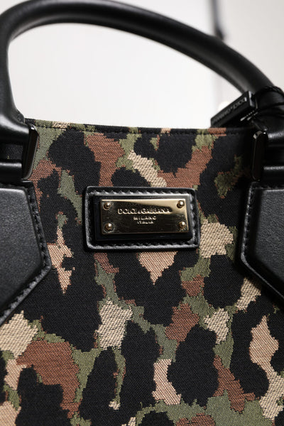Dolce & Gabbana Multicolor Leopard Einkaufstasche Umhängetasche