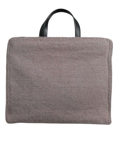 Dolce & Gabbana Graue Alpakawolle Logo-Plakette Tote Umhängetasche