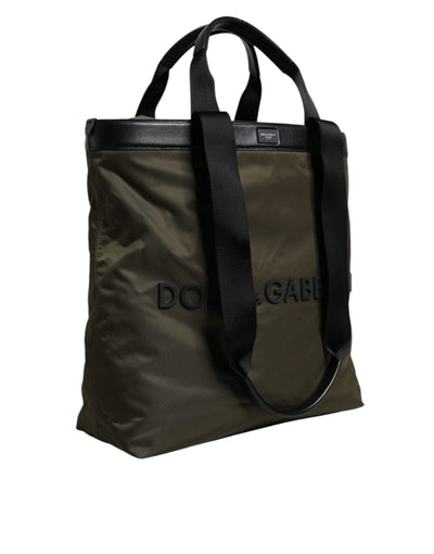 Dolce & Gabbana Militärische grüne Nylon-Schulterriemen-Tragetasche