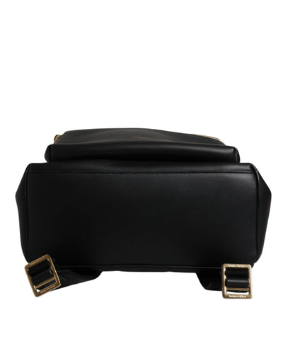 Dolce & Gabbana Schwarze DG Leder Logo Print Travel Back Pack Tasche