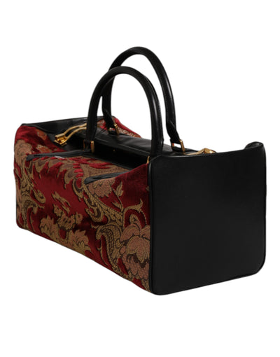 Dolce & Gabbana Multicolor Leder Brokat Samt Reisetasche Tote Bag