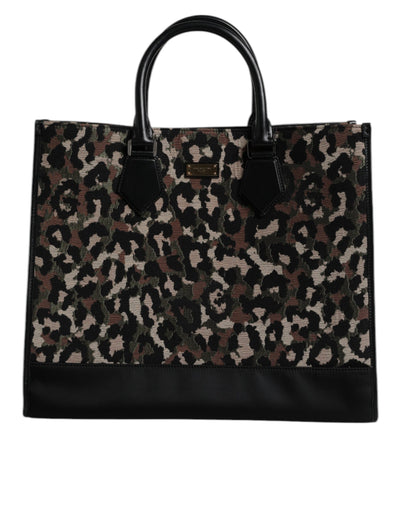 Dolce & Gabbana Multicolor Leopard Einkaufstasche Umhängetasche