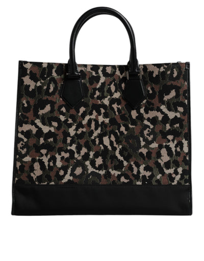 Dolce & Gabbana Multicolor Leopard Einkaufstasche Umhängetasche