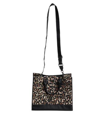 Dolce & Gabbana Multicolor Leopard Einkaufstasche Umhängetasche
