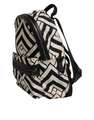 Dolce & Gabbana Schwarz Weiß Nylon Leder Travel Back Pack Tasche