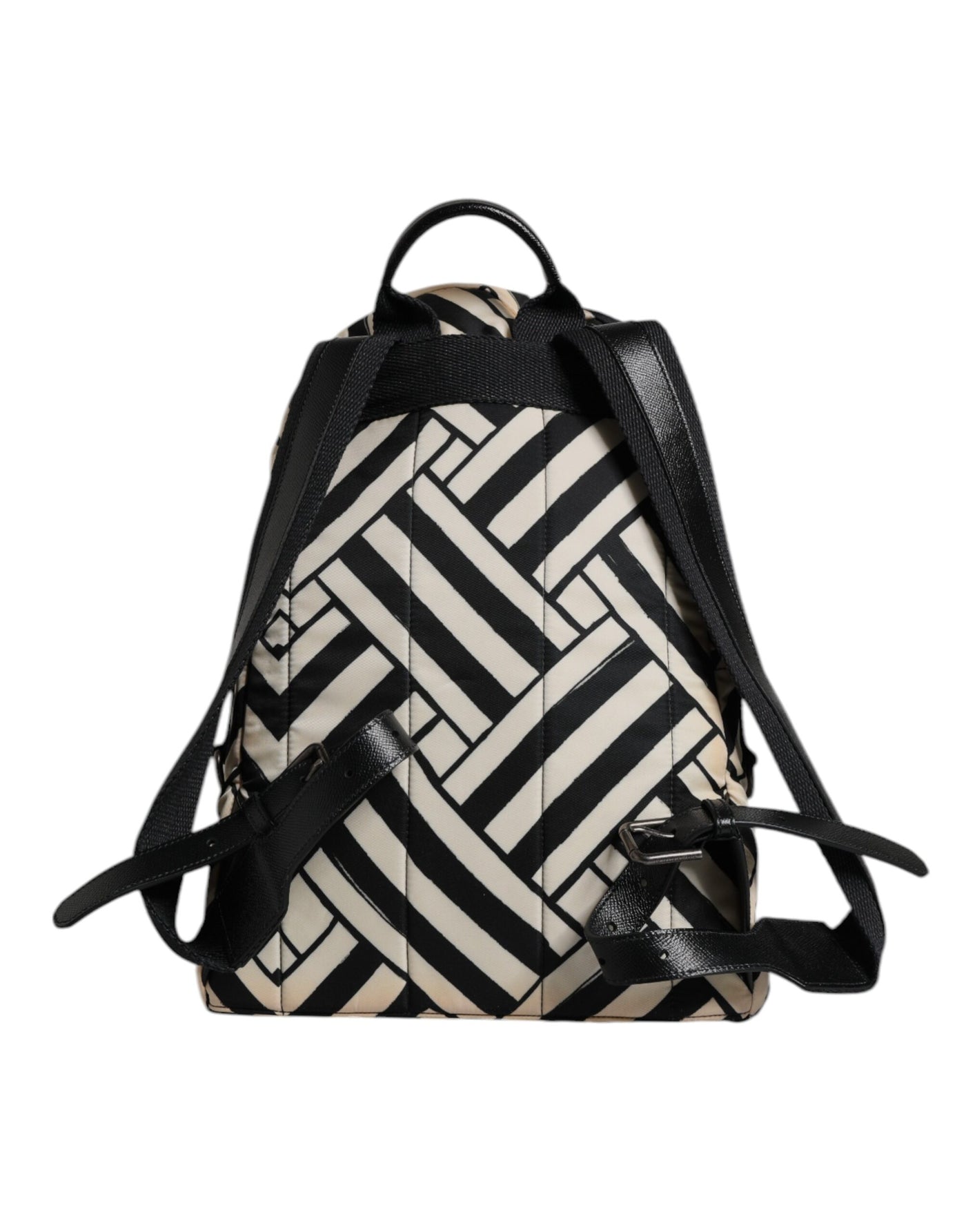 Dolce & Gabbana Schwarz Weiß Nylon Leder Travel Back Pack Tasche