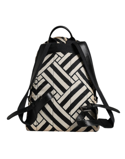 Dolce & Gabbana Schwarz Weiß Nylon Leder Travel Back Pack Tasche