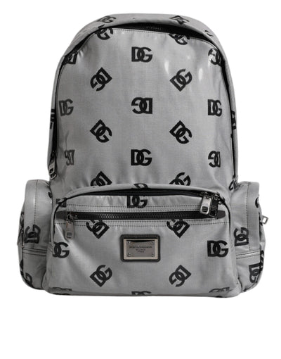 Dolce & Gabbana Polyester Grau Schwarz DG Logo Plaque Rucksack Tasche