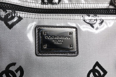 Dolce & Gabbana Polyester Grau Schwarz DG Logo Plaque Rucksack Tasche