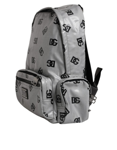Dolce & Gabbana Polyester Grau Schwarz DG Logo Plaque Rucksack Tasche