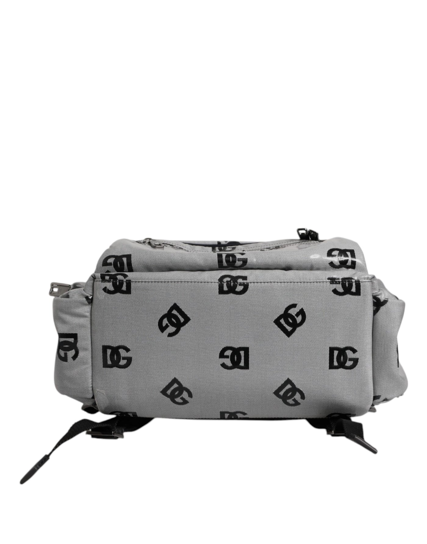 Dolce & Gabbana Polyester Grau Schwarz DG Logo Plaque Rucksack Tasche