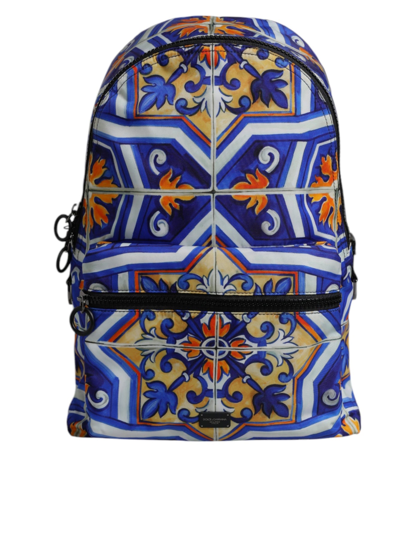 Dolce & Gabbana Multicolor Majolika Druck Nylon Reise-Rucksack Tasche