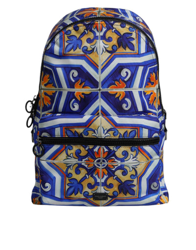 Dolce & Gabbana Multicolor Majolika Druck Nylon Reise-Rucksack Tasche