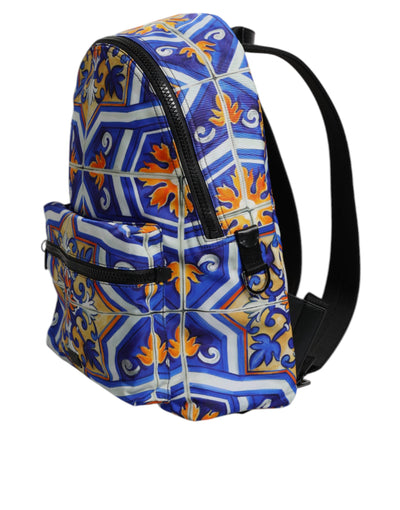 Dolce & Gabbana Multicolor Majolika Druck Nylon Reise-Rucksack Tasche