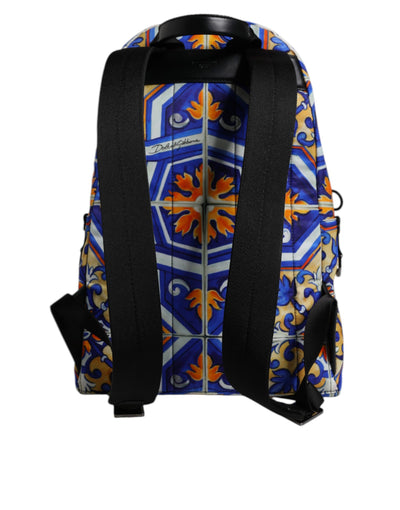 Dolce & Gabbana Multicolor Majolika Druck Nylon Reise-Rucksack Tasche