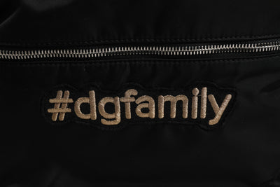 Dolce & Gabbana Schwarzes Nylon #DGFAMILY verschönert Rucksack VULCANO Tasche