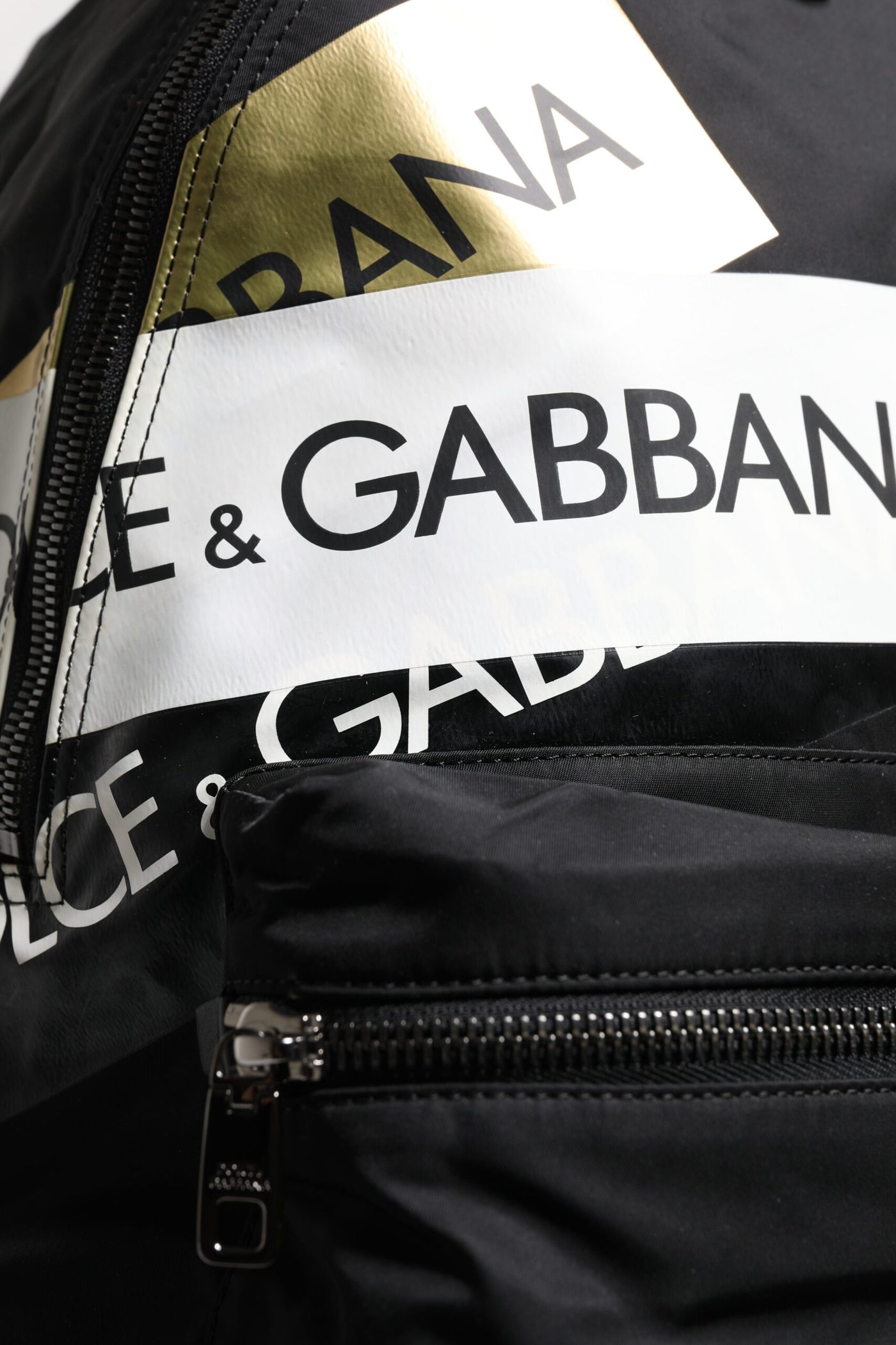 Dolce & Gabbana Schwarzes Logo Tape Polyamid Schule Reise Rucksack Tasche