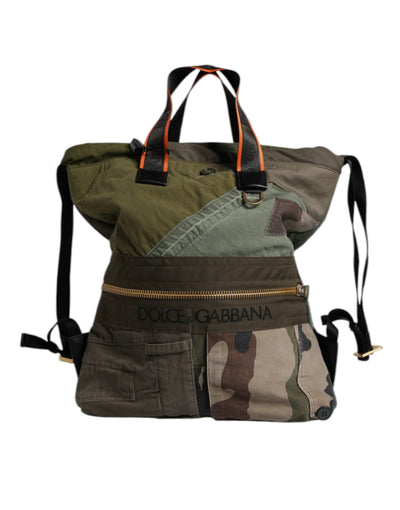 Dolce & Gabbana Militär Grün Patchwork Rucksack Rucksack Tasche