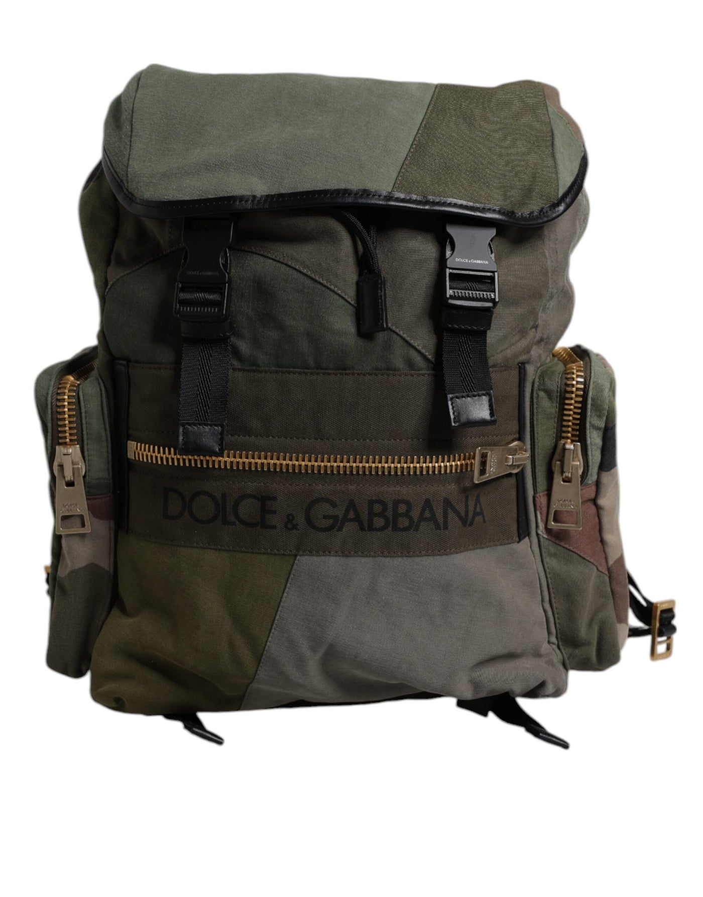 Dolce & Gabbana Militärgrünes Patchwork-Reiserucksacktasche
