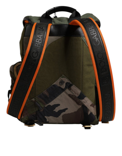 Dolce & Gabbana Militärgrünes Patchwork-Reiserucksacktasche