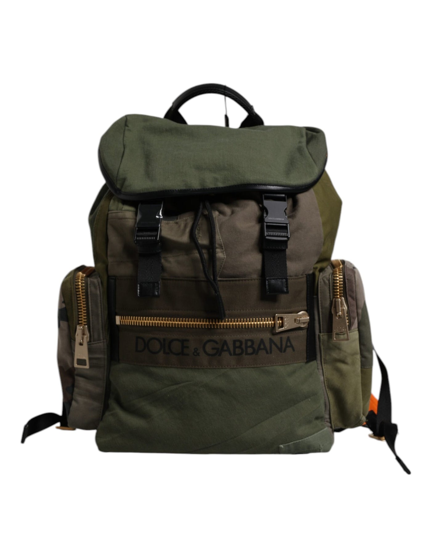 Dolce & Gabbana Militärgrünes Patchwork-Reiserucksacktasche