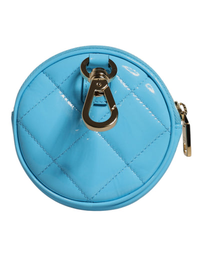 Dolce & Gabbana Hellblaues Lammleder DG Crystal Round Coin Purse Brieftasche