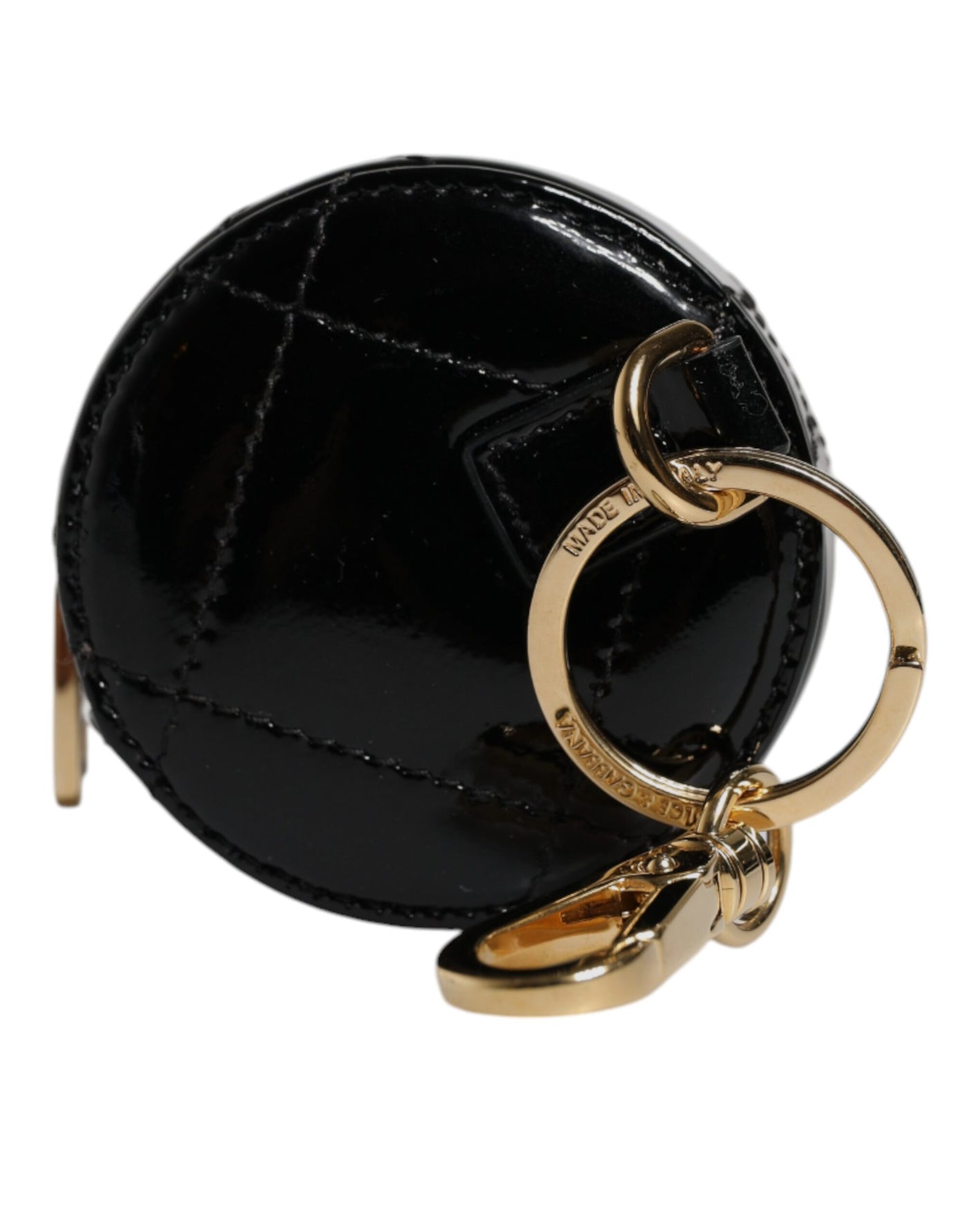Dolce & Gabbana Schwarzes Lammleder DG Crystal Round Coin Purse Brieftasche