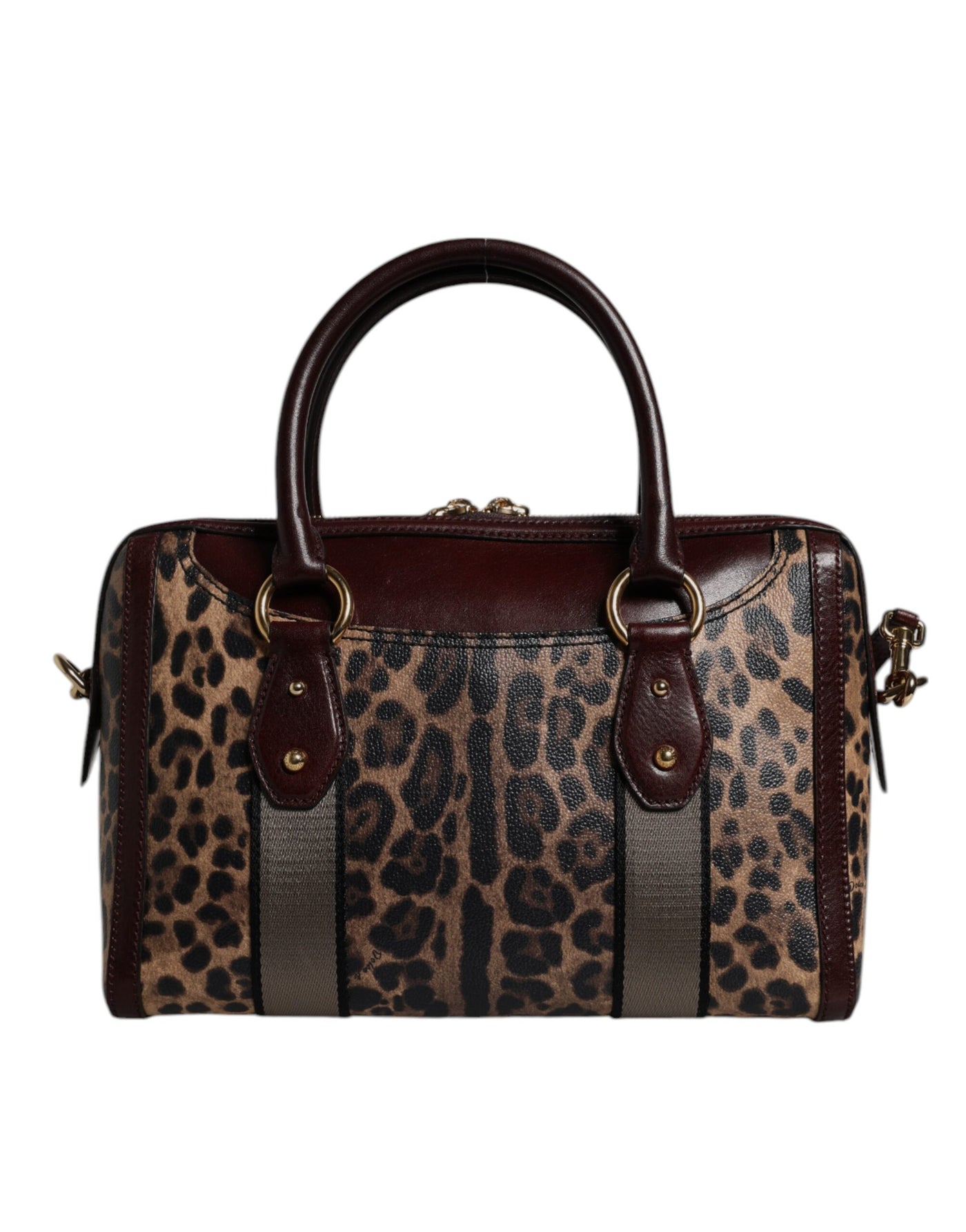 Dolce & Gabbana Braune Leopardenleder-Schulterriemen-Duffle-Tasche
