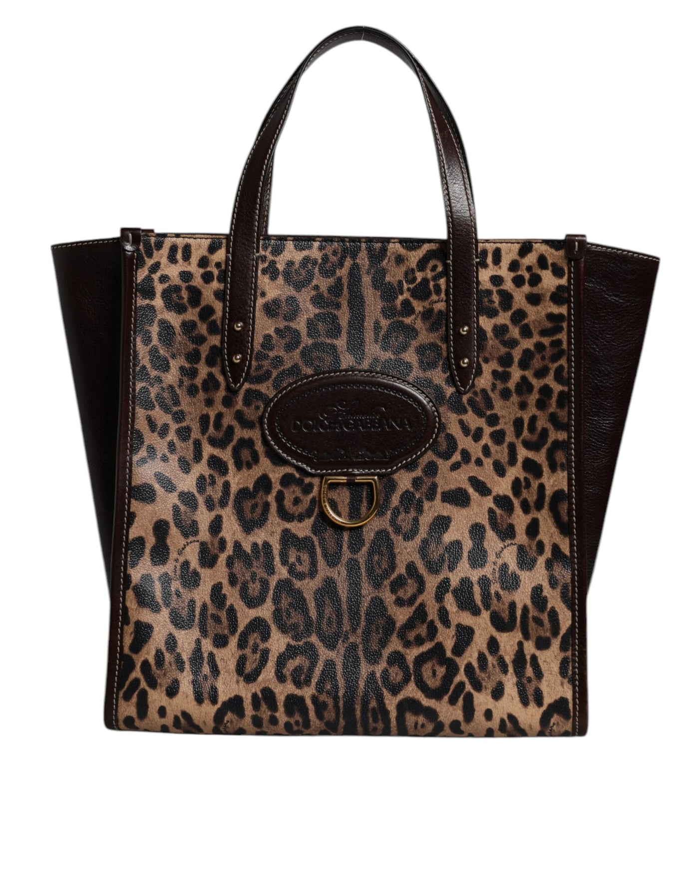 Dolce & Gabbana Braune Leopardenleder-Schulterriemen-Tasche