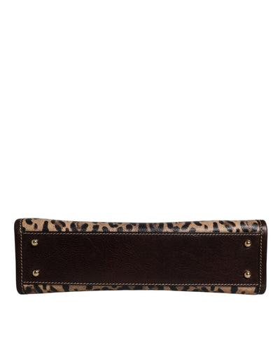 Dolce & Gabbana Braune Leopardenleder-Schulterriemen-Tasche