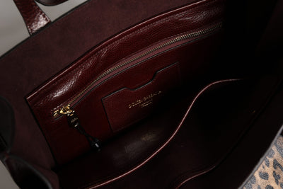 Dolce & Gabbana Braune Leopardenleder-Schulterriemen-Tasche