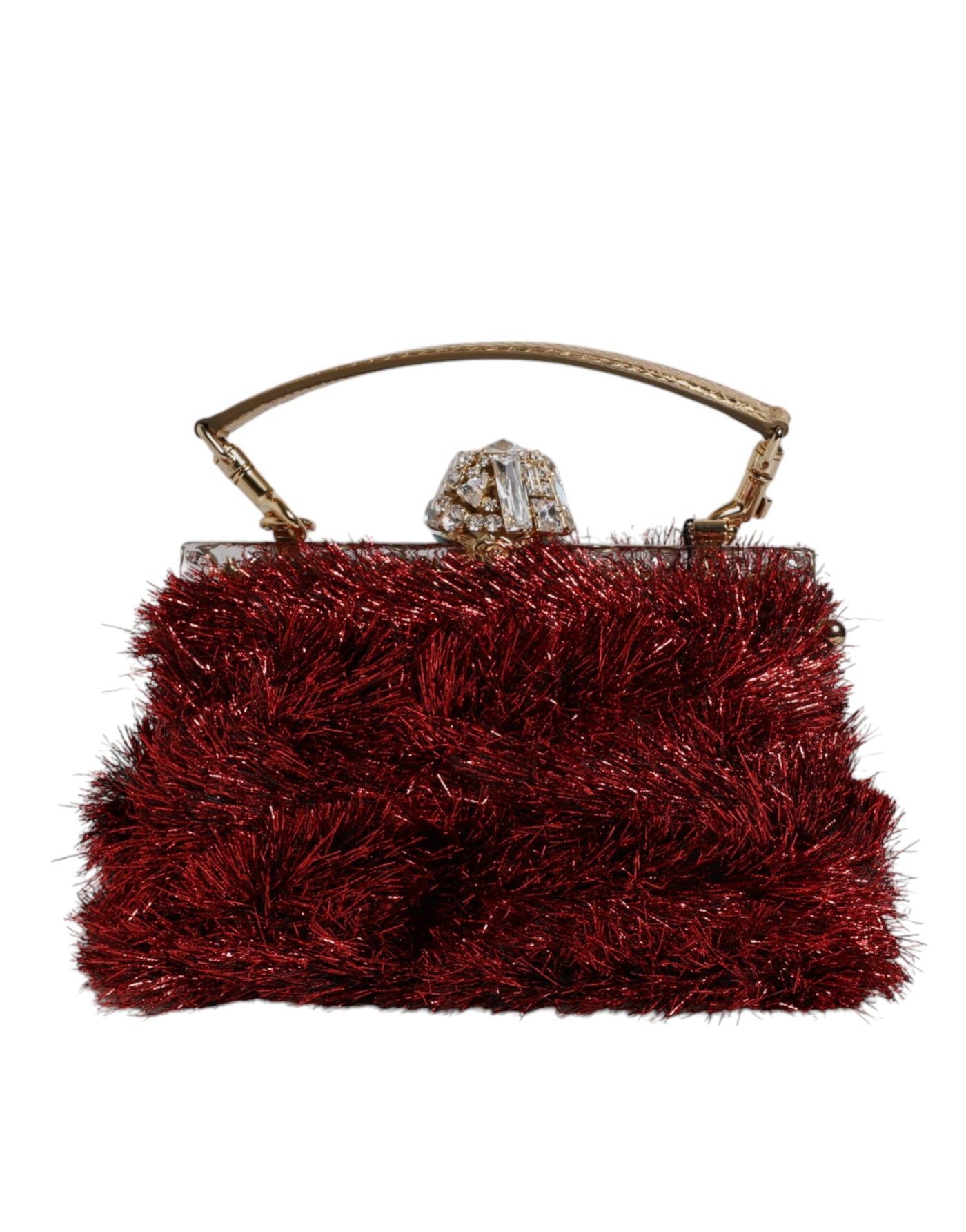 Dolce & Gabbana Rot Gold Kette VANDA Tinsel Crystals Abend Clutch Bag