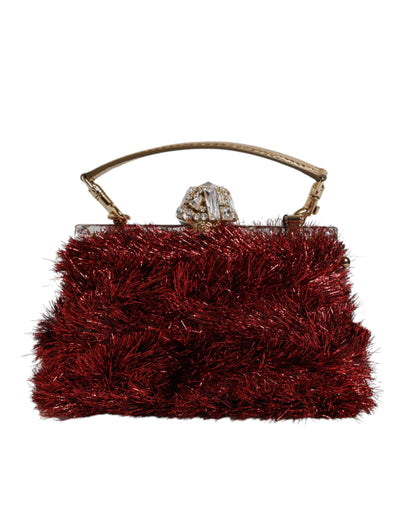 Dolce & Gabbana Rot Gold Kette VANDA Tinsel Crystals Abend Clutch Bag