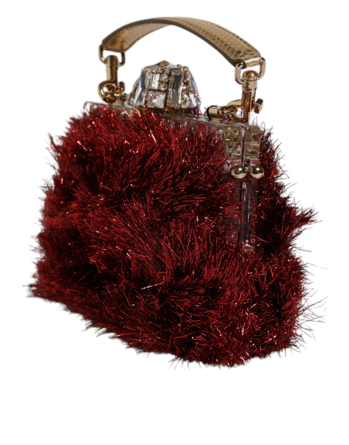 Dolce & Gabbana Rot Gold Kette VANDA Tinsel Crystals Abend Clutch Bag