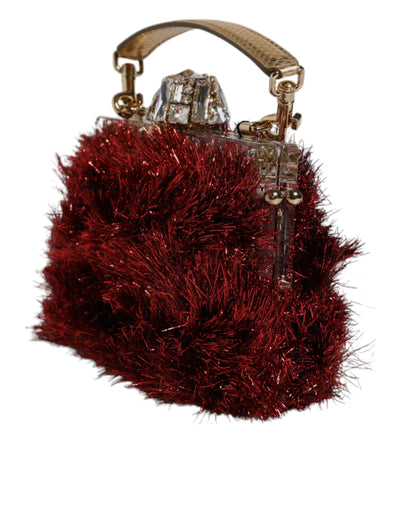 Dolce & Gabbana Rot Gold Kette VANDA Tinsel Crystals Abend Clutch Bag